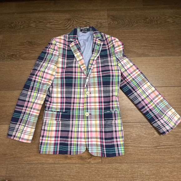 Tommy Hilfiger Boy's Plaid Blazer Size 14, Two Button, Long Sleeve, Lined Preppy - Picture 1 of 16
